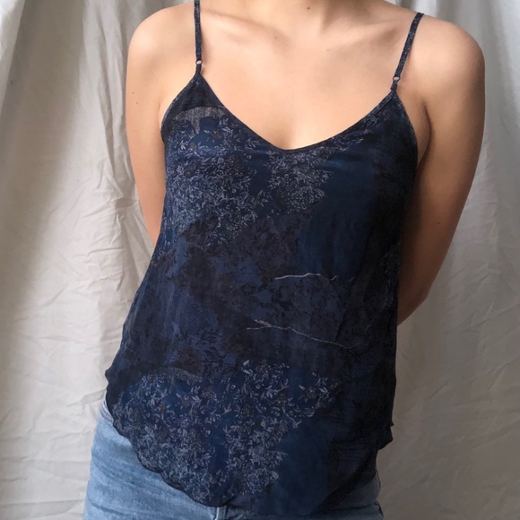 Aritzia Tops - 3/$30 Aritzia / Wilfred 100% Silk Dark Blue Tank